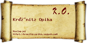 Kránitz Opika névjegykártya